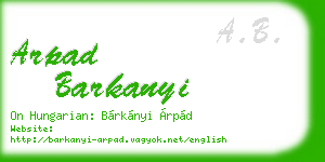 arpad barkanyi business card